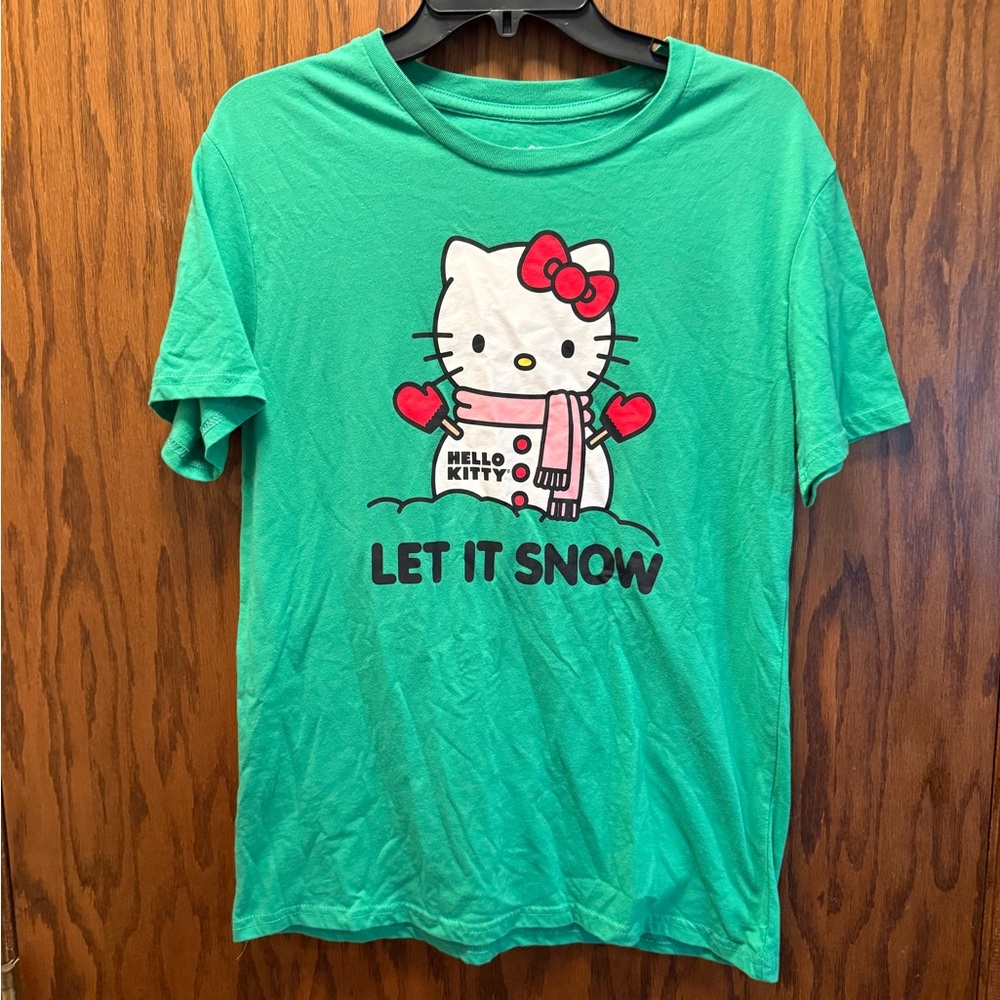 Green Hello Kitty Let It Snow T-Shirt